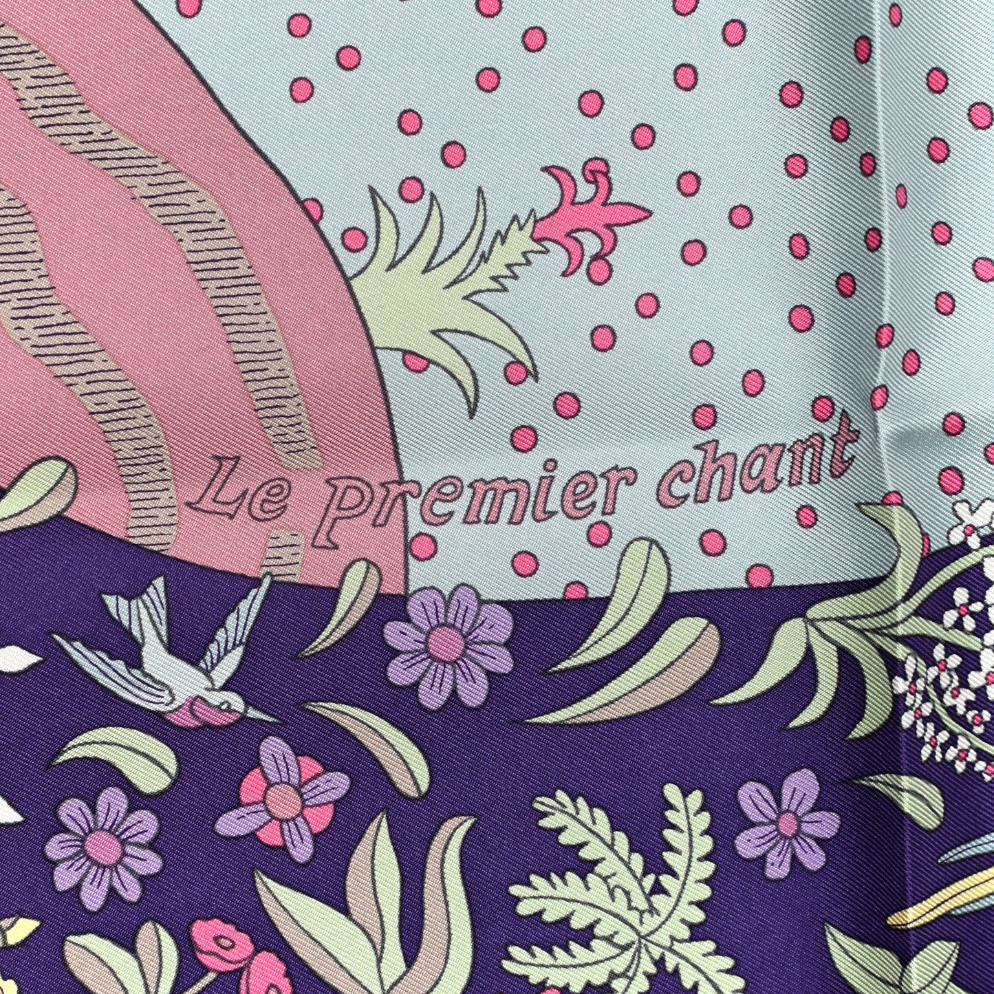 Silk Le Premier Chant Scarf 90 Violet Bleu Glacier
