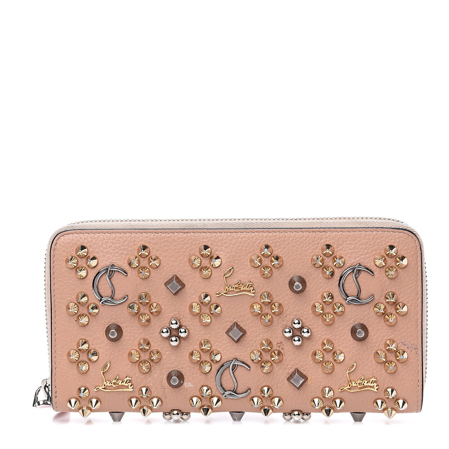 Christian Louboutin Calfskin Loubinthesky Panettone Wallet Nude Multimetal 1 of 10