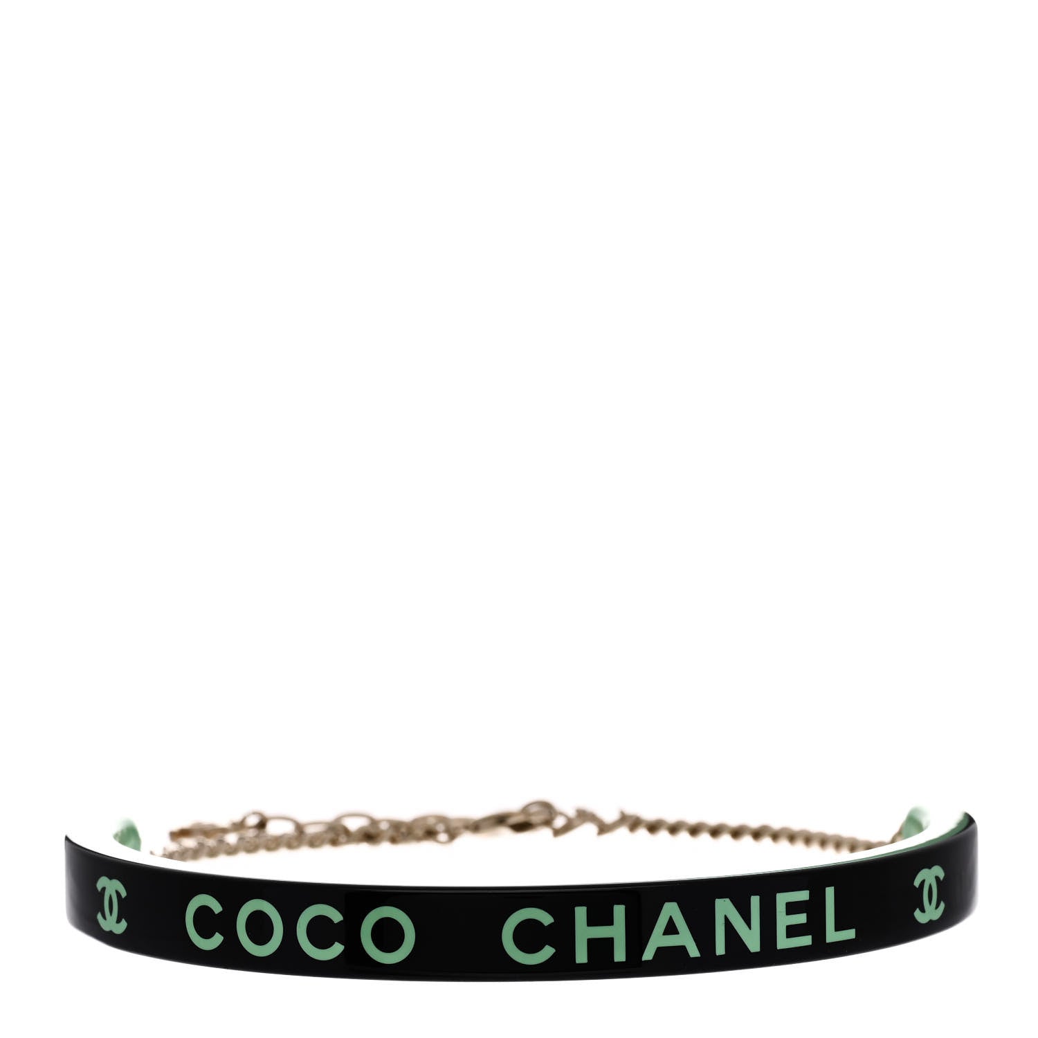 Chanel Resin Logo Choker Green Black 1 of 6