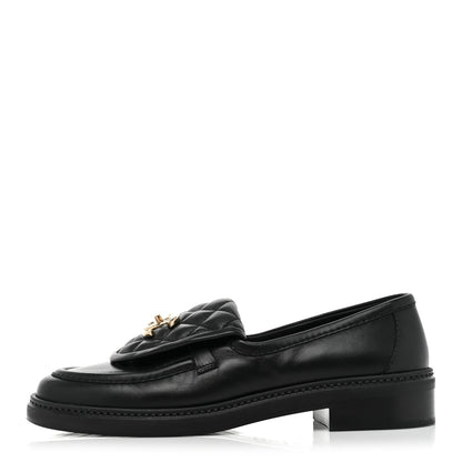 Chanel Lambskin Quilted CC Turnlock Loafers 36.5 Black 1 of 9