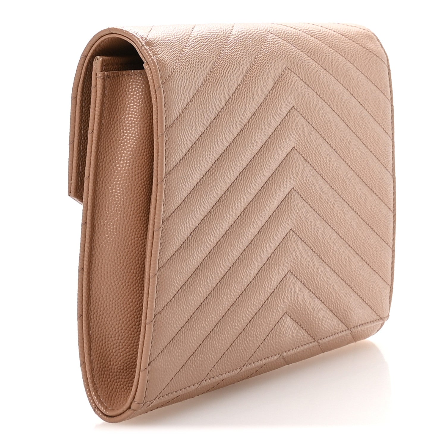 Saint Laurent Grain De Poudre Matelasse Chevron Monogram Envelope Clutch Vintage Peach 3 of 8