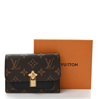 Louis Vuitton Monogram Flower Lock Compact Wallet Black 9 of 9