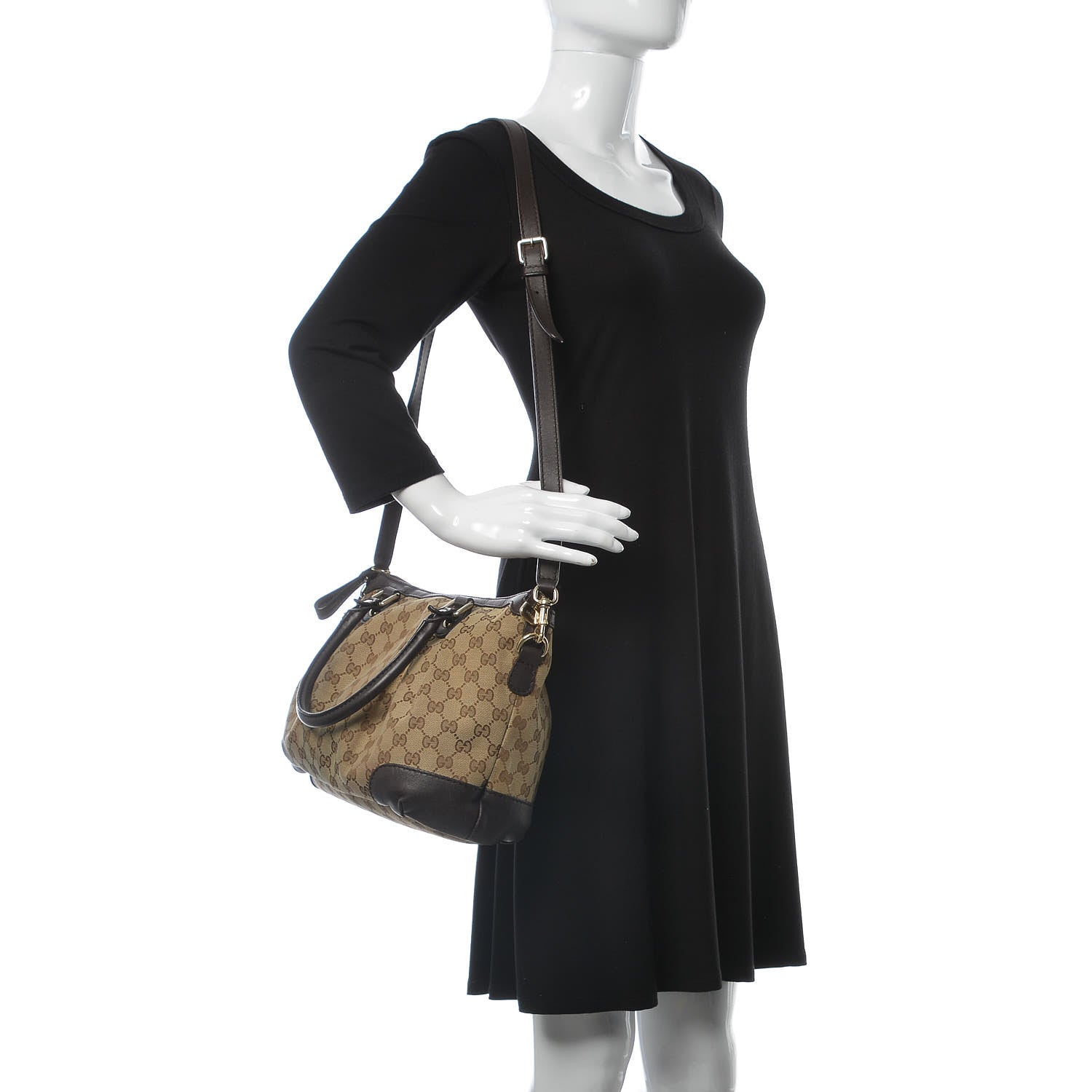 Gucci Monogram Medium Sukey Top Handle Dark Brown 2 of 13