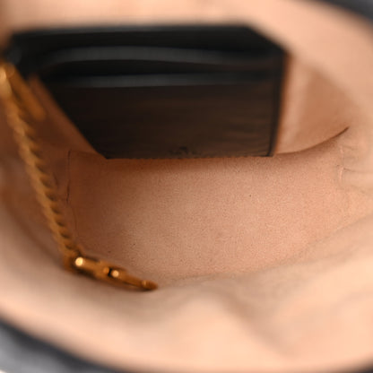 Gucci Vintage Effect Calfskin Matelasse Diagonal Mini Torchon GG Marmont 2.0 Bucket Bag Black Romantic Cherry 5 of 10