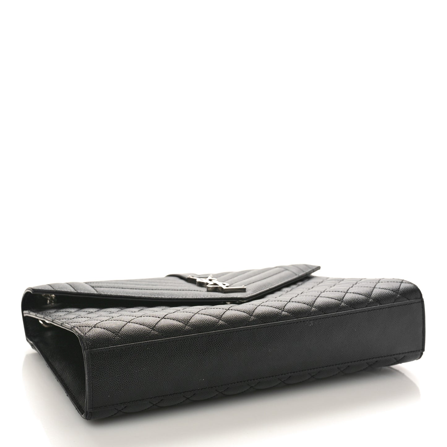 Grain De Poudre Textured Mixed Matelasse Large Triquilt Monogram Satchel Black