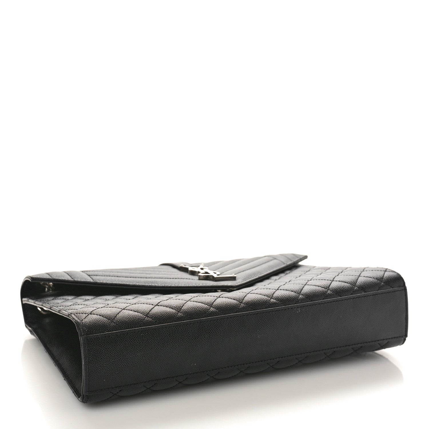 Saint Laurent Grain De Poudre Textured Mixed Matelasse Large Triquilt Monogram Satchel Black 4 of 9