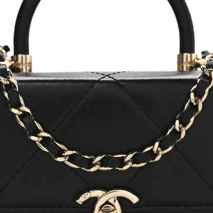 Chanel Shiny Calfskin Quilted CC Handle Vanity Flap Bag Black 8 of 10