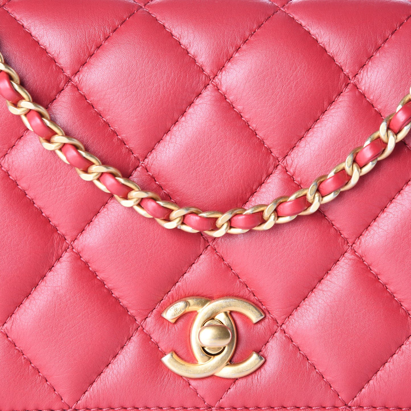 Lambskin Quilted CC Flap Red