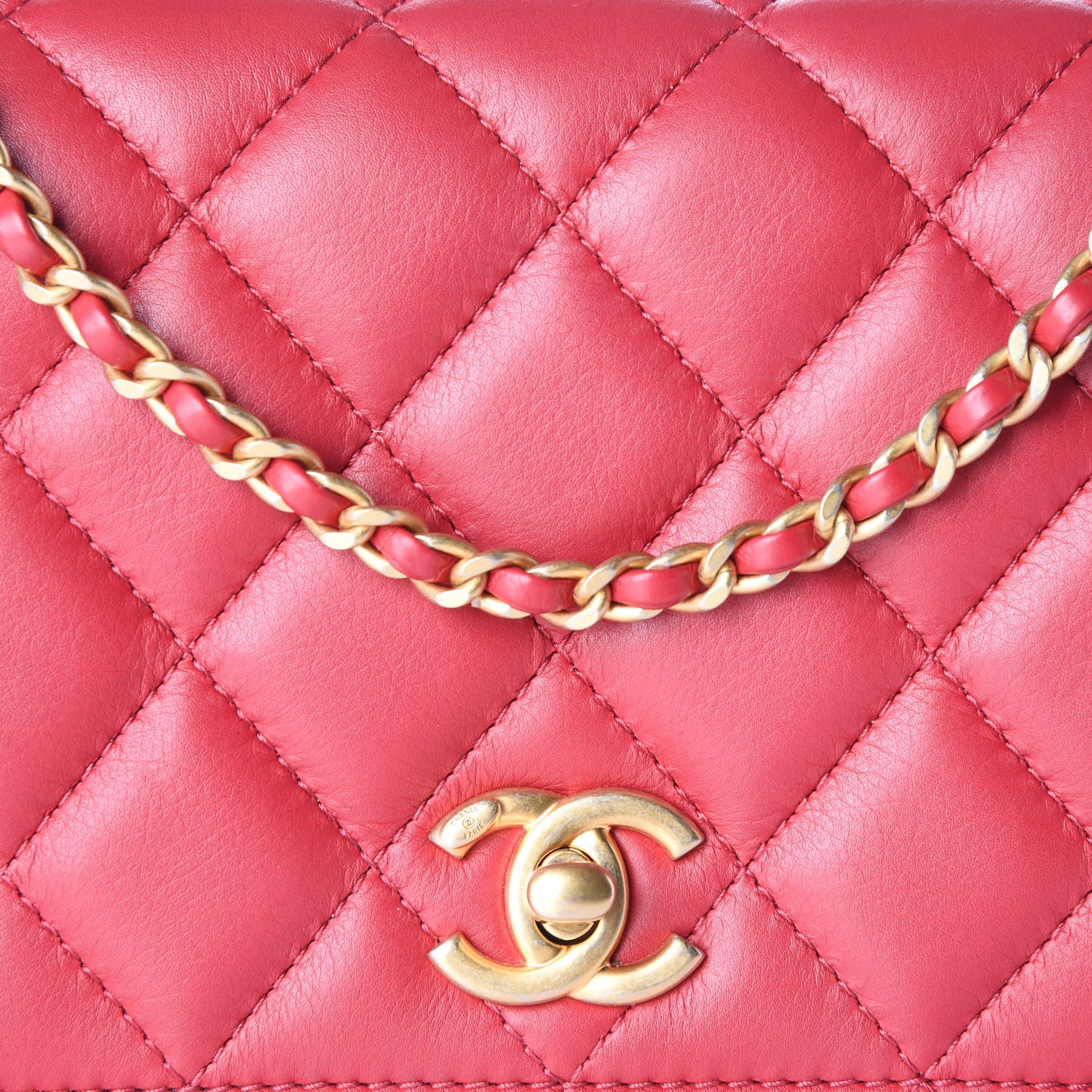 Chanel Lambskin Quilted CC Flap Red 10 of 10