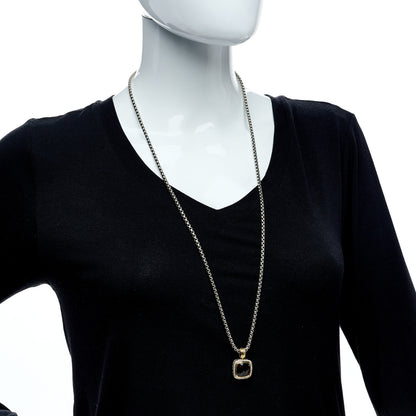 David Yurman Sterling Silver 18K Yellow Gold Diamond Smoky Quartz 14mm Albion Pendant Necklace 2 of 5