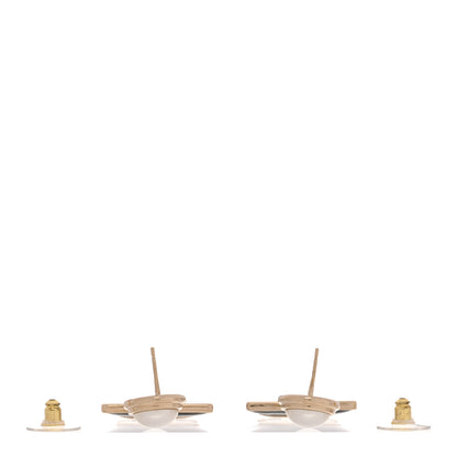 Chanel Metal Enamel Pearl Square CC Drop Earrings Gold Black White 3 of 5