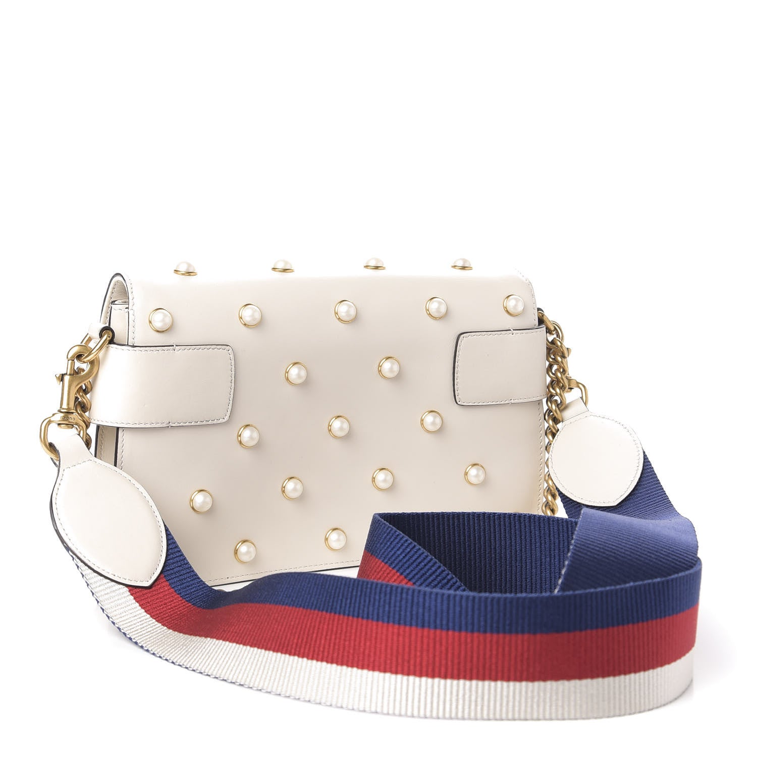 Gucci Nappa Pearl Studded Mini Queen Margaret Broadway Shoulder Bag Mystic White 3 of 13