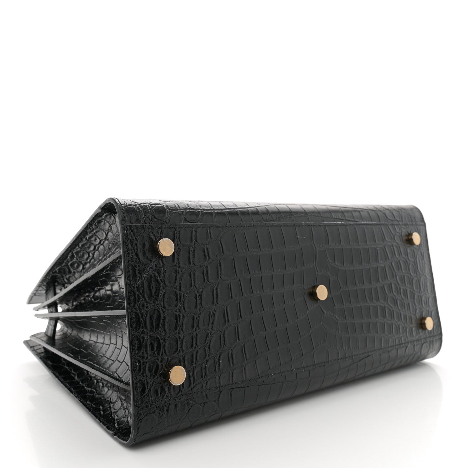 Saint Laurent Calfskin Crocodile Embossed Small Sac de Jour Black 4 of 13