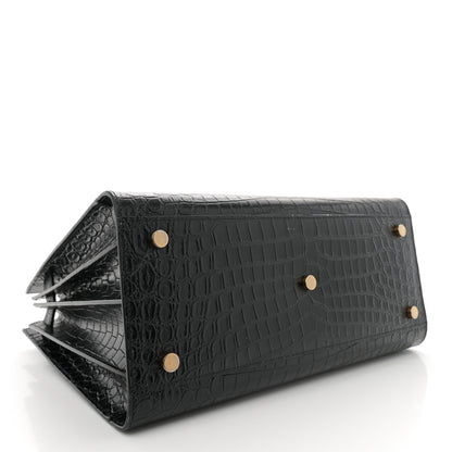 Saint Laurent Calfskin Crocodile Embossed Small Sac de Jour Black 4 of 13