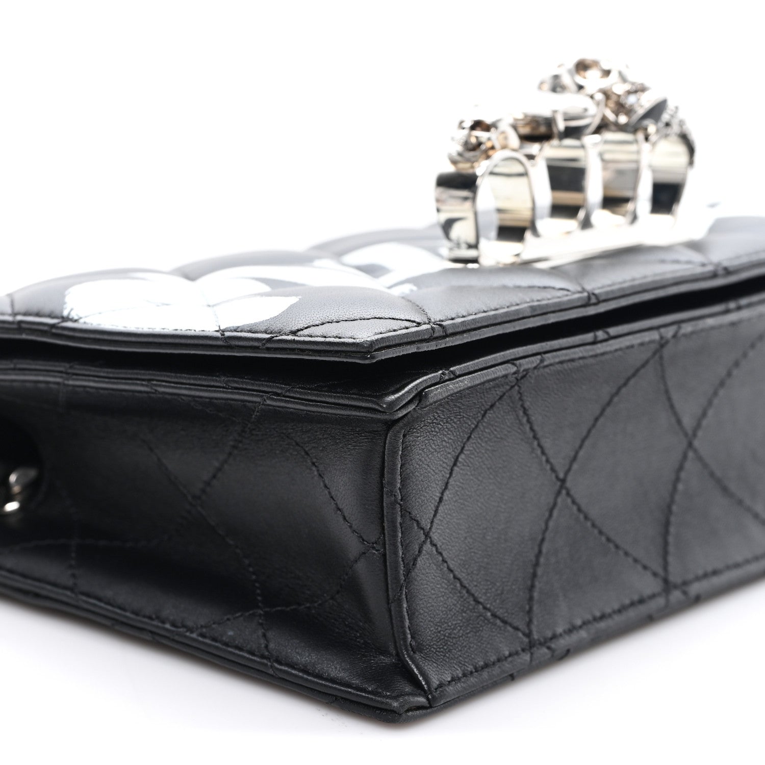 Alexander McQueen Calfskin Quilted Graffiti Knuckle Shoulder Bag Black 8 of 9