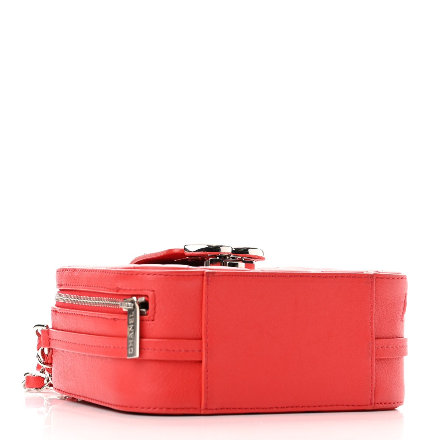 Lambskin Quilted Mini CC Box Camera Bag Red