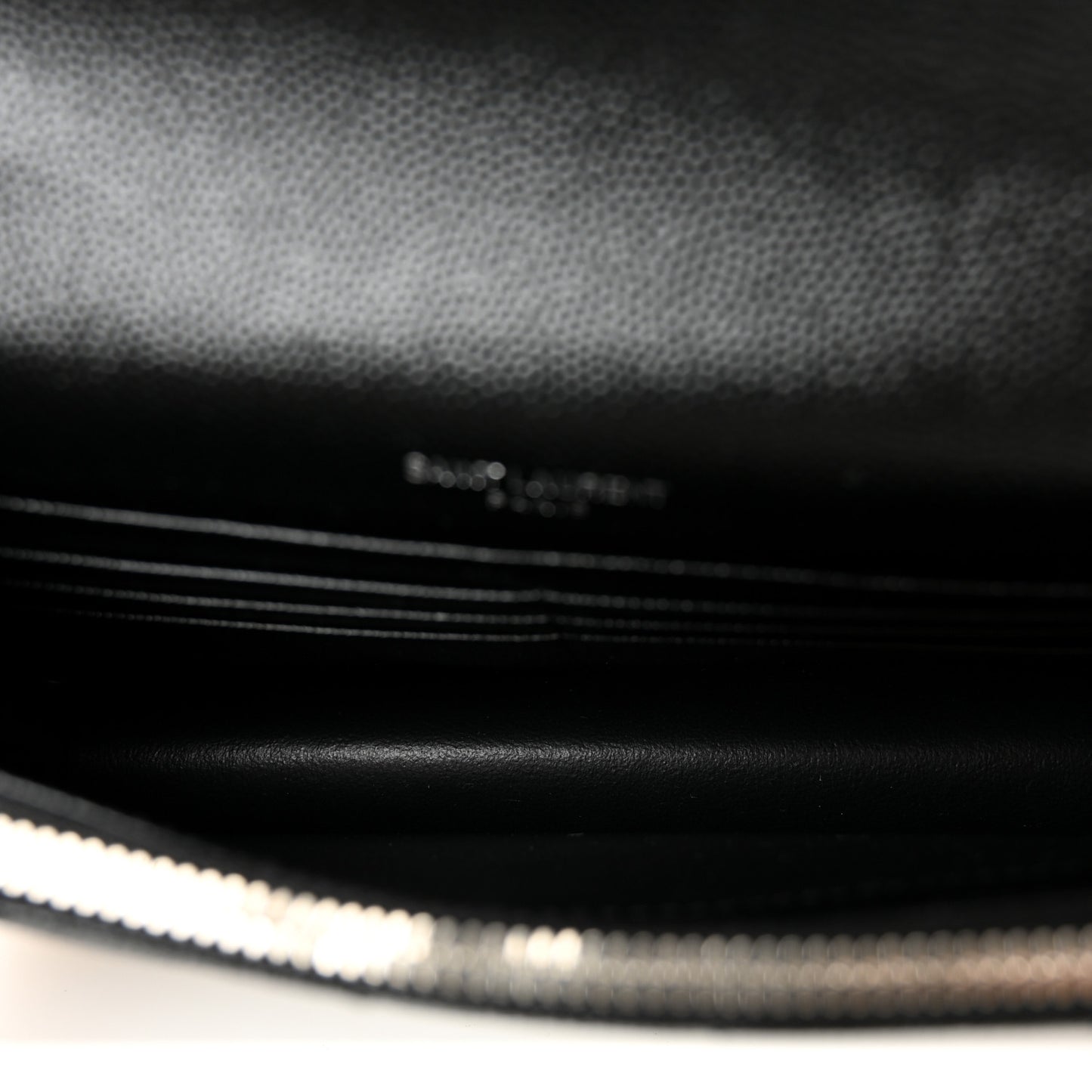 Grain De Poudre Matelasse Chevron Monogram Envelope Chain Wallet Black