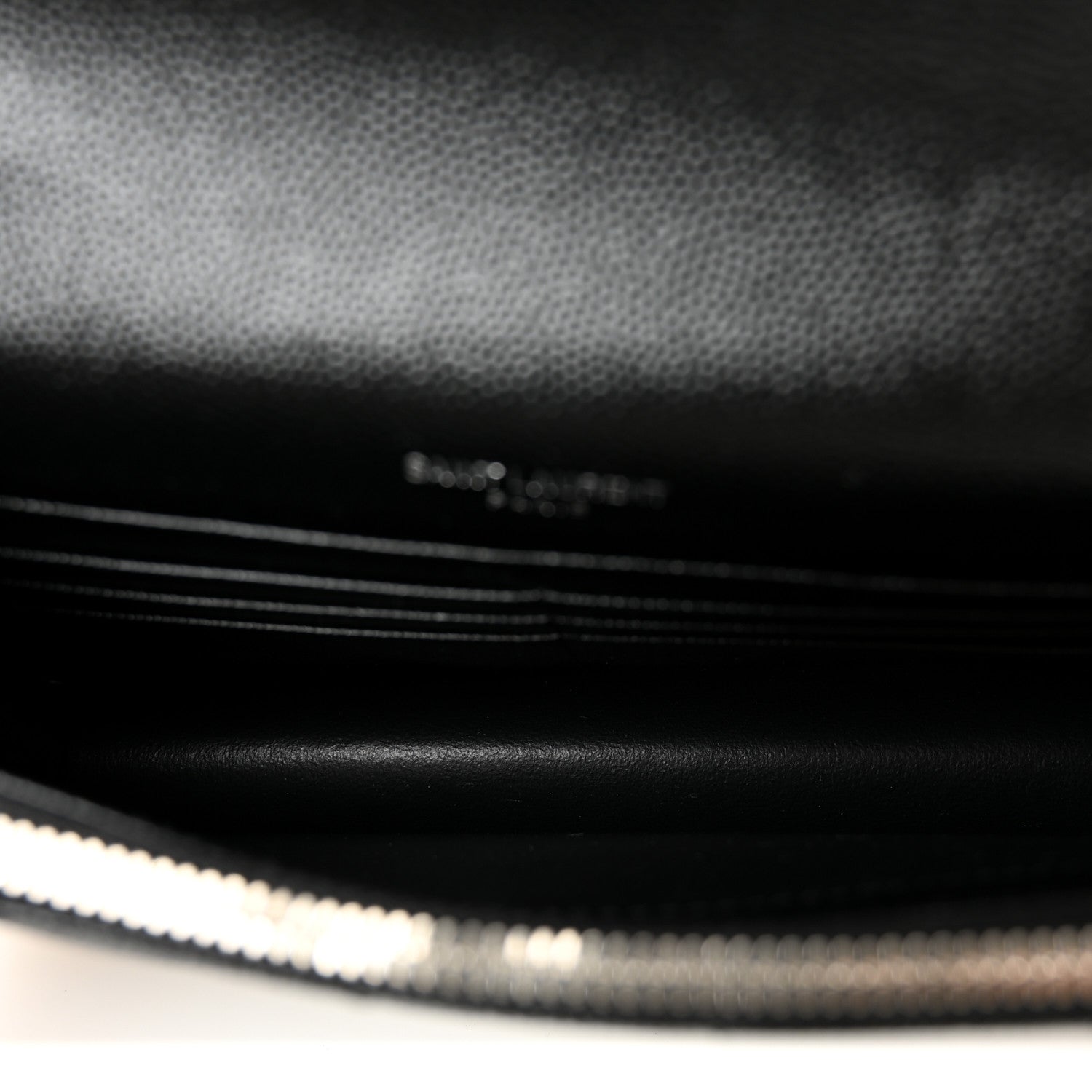 Saint Laurent Grain De Poudre Matelasse Chevron Monogram Envelope Chain Wallet Black 5 of 9