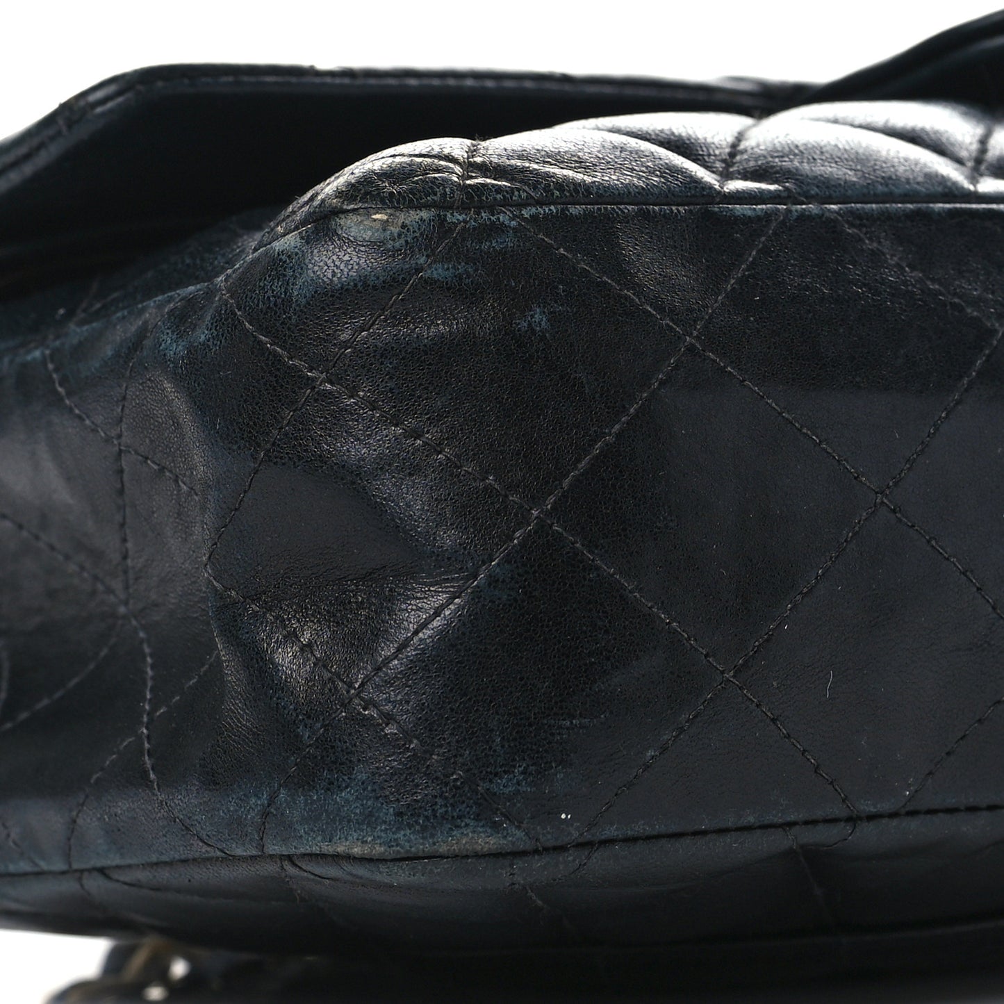 Lambskin Quilted Medium Double Flap Navy