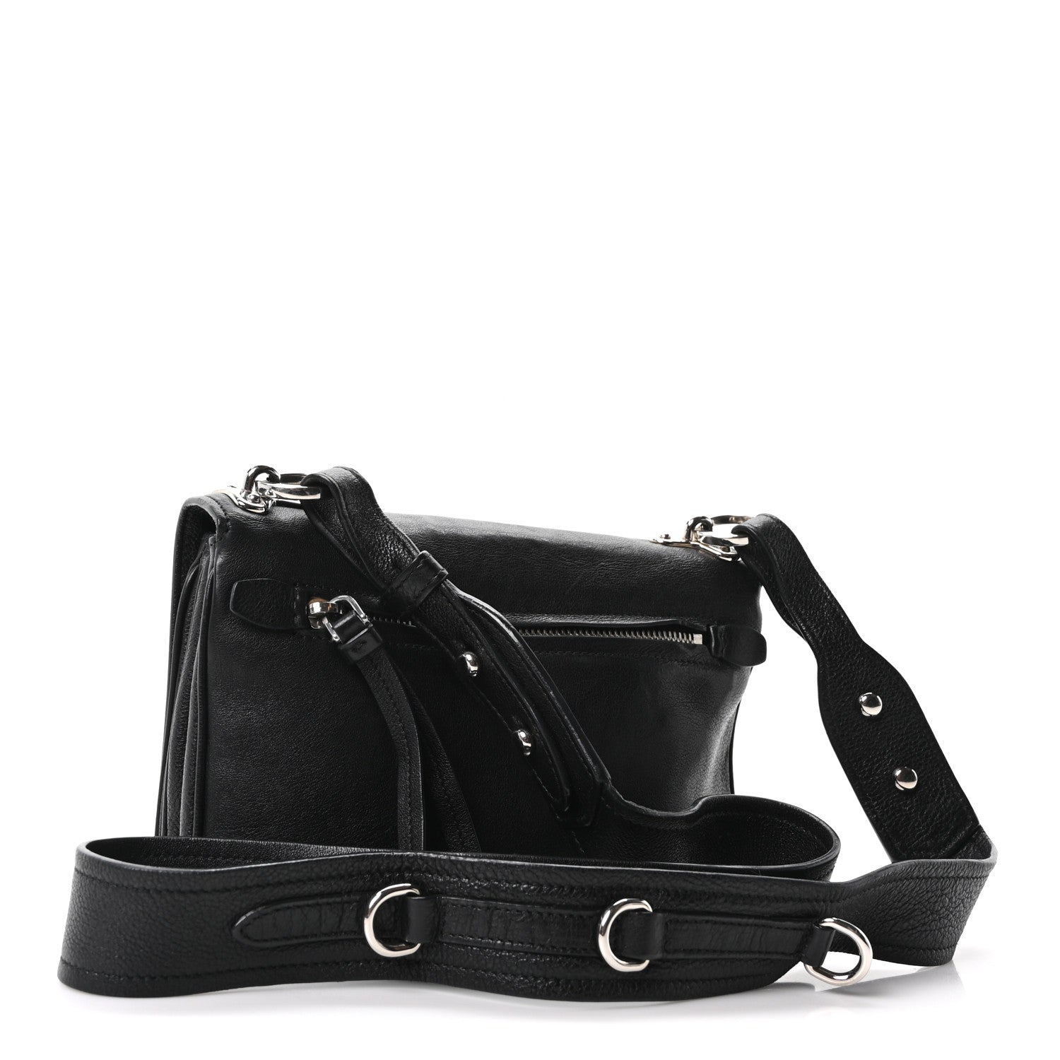 Prada Grained Calfskin Saffiano Robot Shoulder Bag Black White 3 of 10
