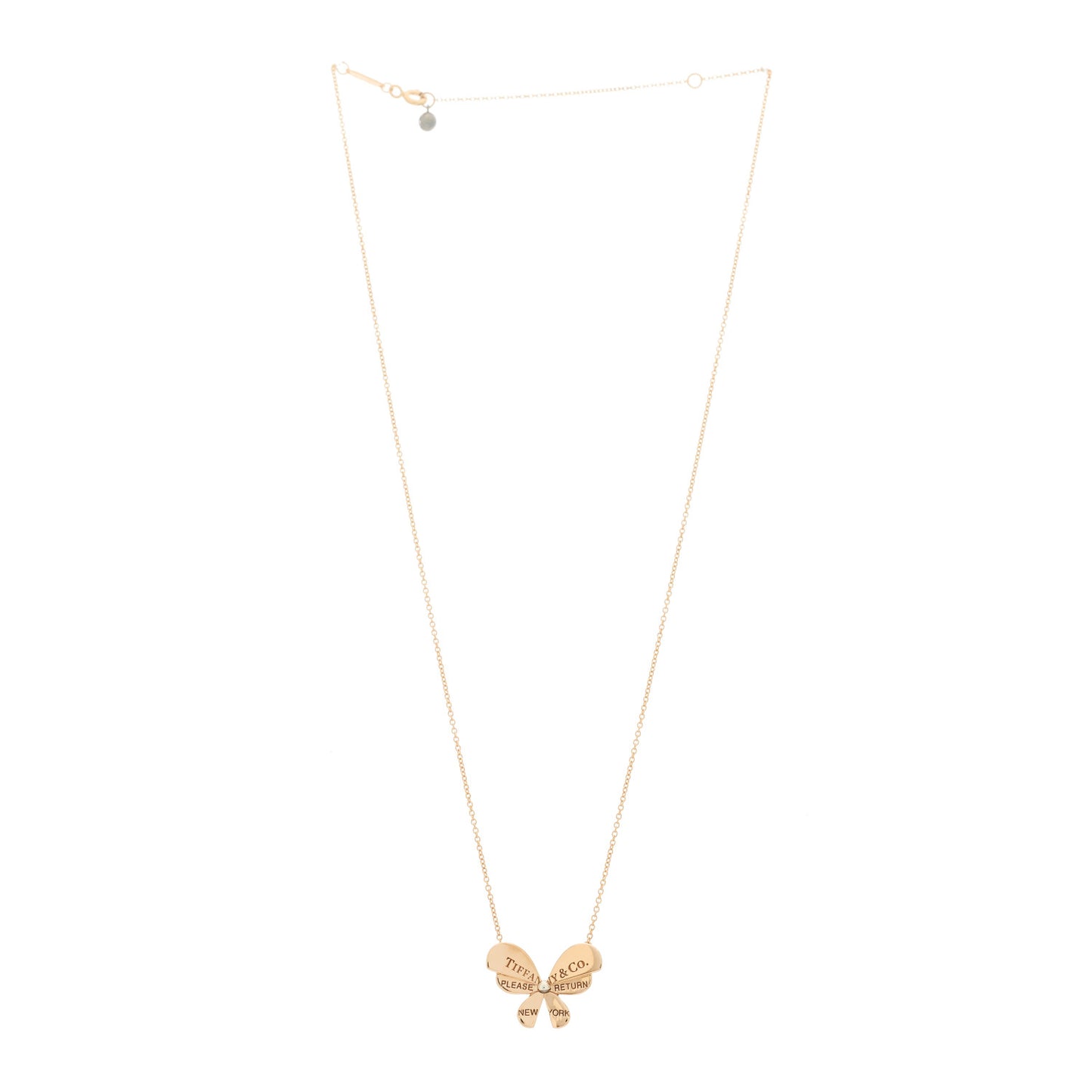18K Rose Gold Sterling Silver Return to Tiffany Love Bugs Butterfly Pendant Necklace