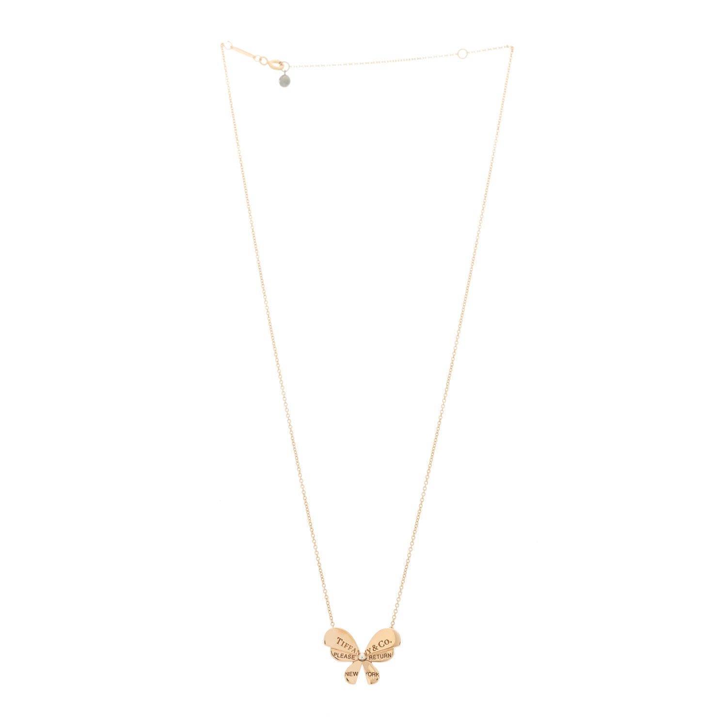 Tiffany 18K Rose Gold Sterling Silver Return to Tiffany Love Bugs Butterfly Pendant Necklace 3 of 8