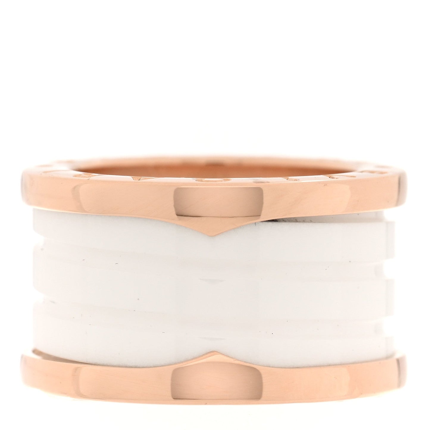 18K Rose Gold White Ceramic B.Zero1 Four-Band Ring 49 4.75