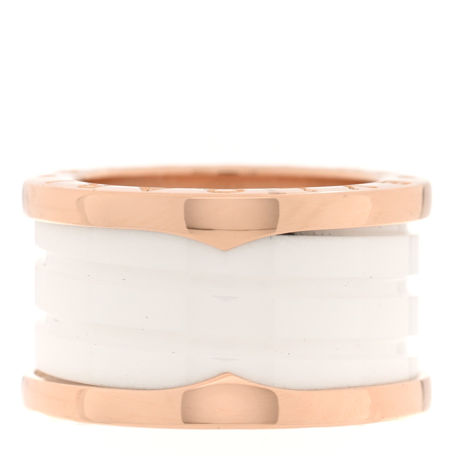 Bulgari 18K Rose Gold White Ceramic B.Zero1 Four-Band Ring 49 4.75 1 of 4