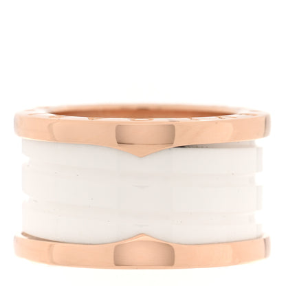 Bulgari 18K Rose Gold White Ceramic B.Zero1 Four-Band Ring 49 4.75 1 of 4