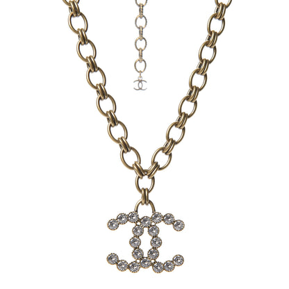 Chanel Crystal Chain Link CC Necklace Gold 1 of 4