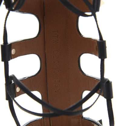 Valentino Garavani Calfskin Rockstud Ankle Wrap Sandals 39.5 Black 9 of 10