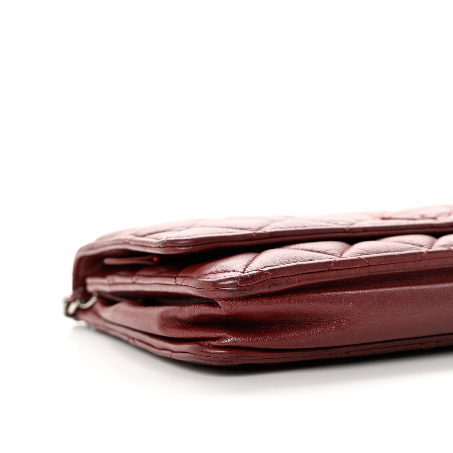 Chanel Aged Calfskin Quilted Wallet On Chain WOC Burgundy 8 of 11