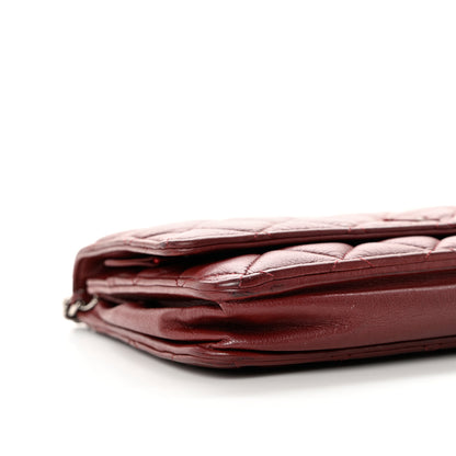 Chanel Aged Calfskin Quilted Wallet On Chain WOC Burgundy 8 of 11