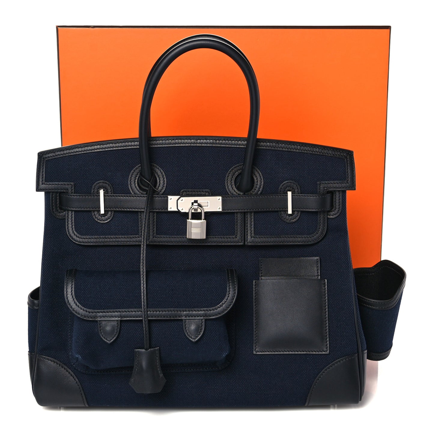 Goeland Toile Swift Cargo Birkin 35 Bleu Marine