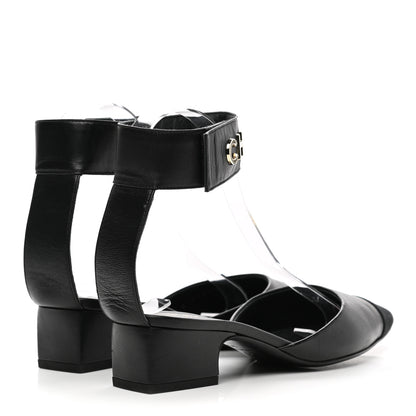 Chanel Lambskin Grosgrain Cap Toe Logo Ankle Strap Pumps 35 Black 4 of 8