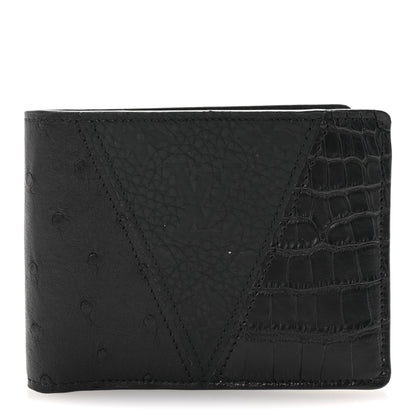 Louis Vuitton Crocodile Ostrich Taurillon Monogram Shadow Multiple Wallet Black 1 of 7