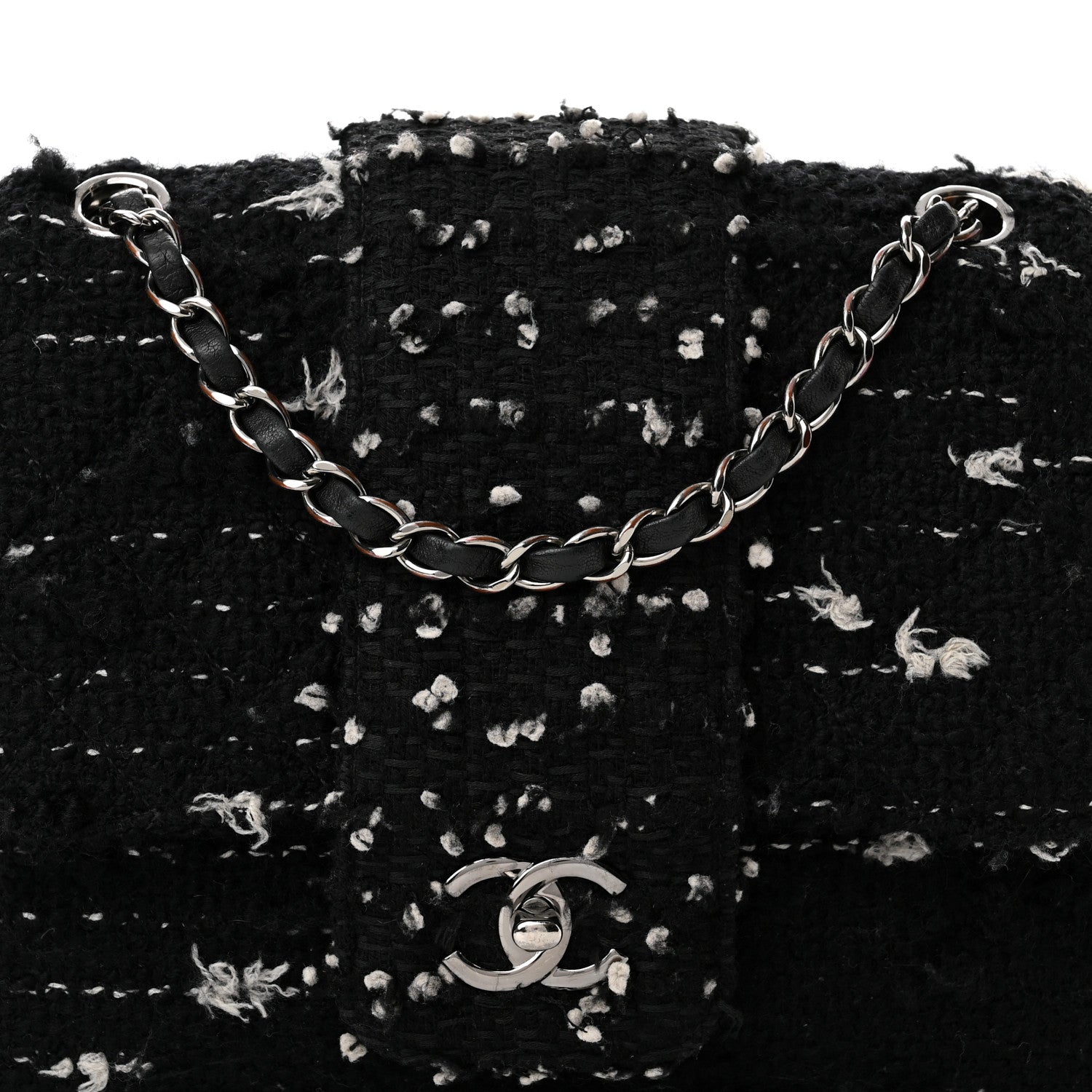 Chanel Tweed Elementary Chic Flap Black White 8 of 10