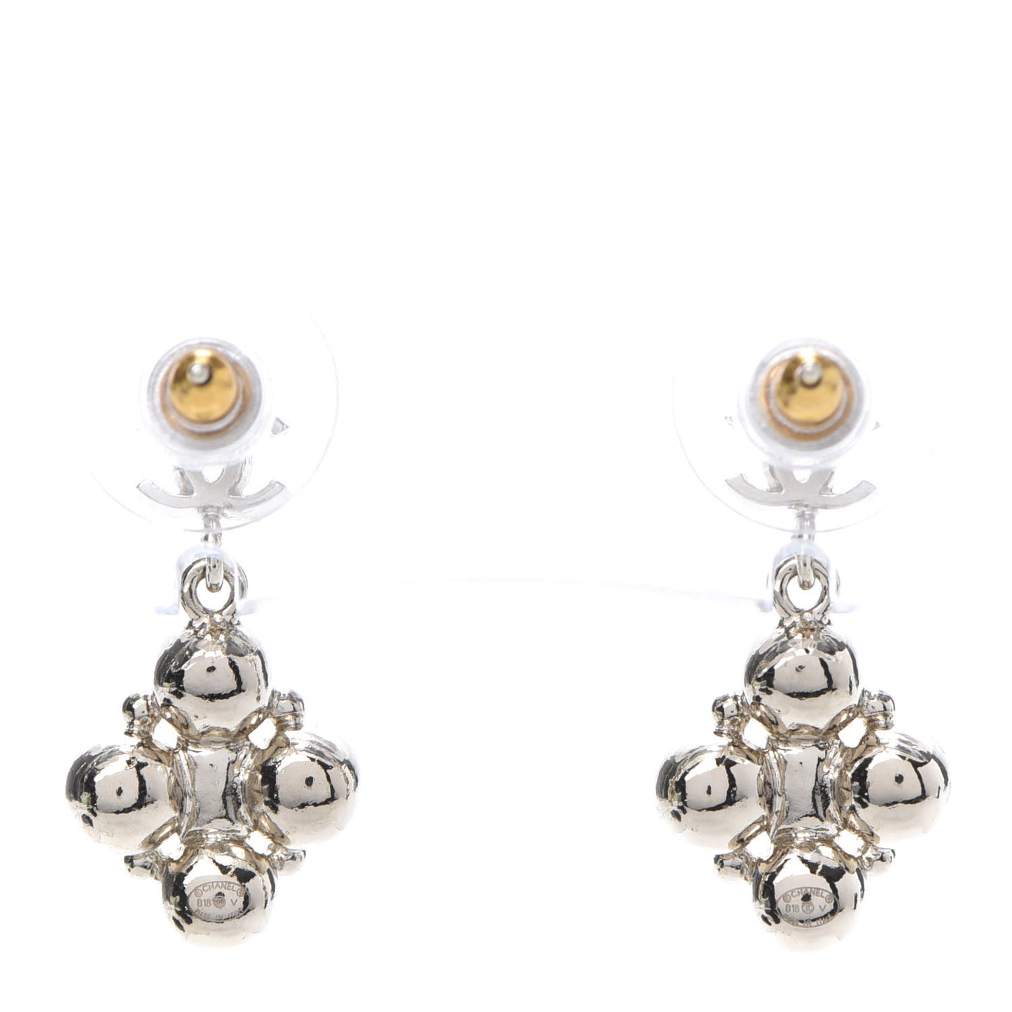 Crystal Resin CC Drop Earrings Light Gold Black