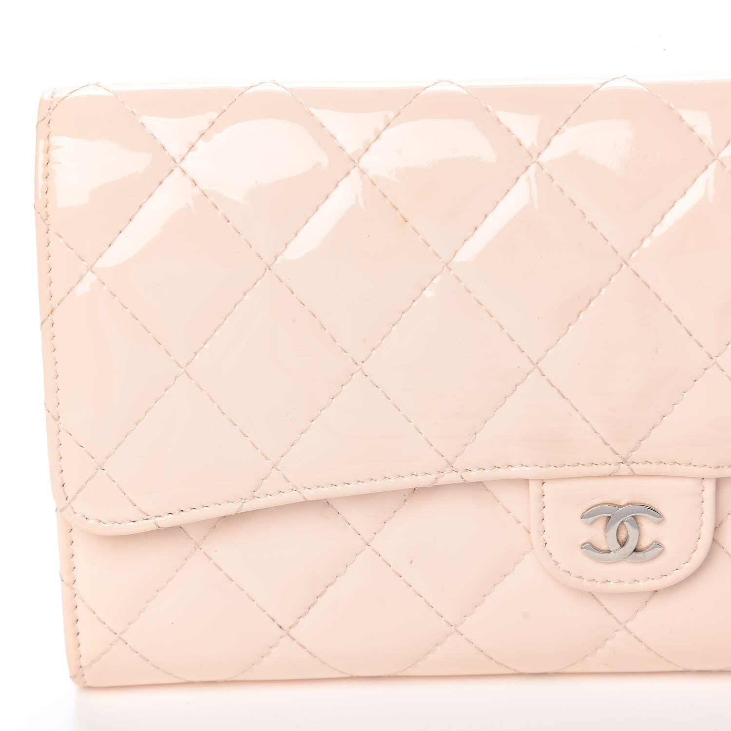 Chanel Patent Quilted Large Flap Wallet Pink 13 of 24