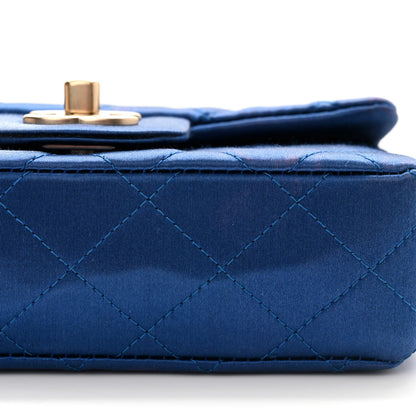 Chanel Satin Quilted Extra Mini Rectangular Flap Blue 11 of 13