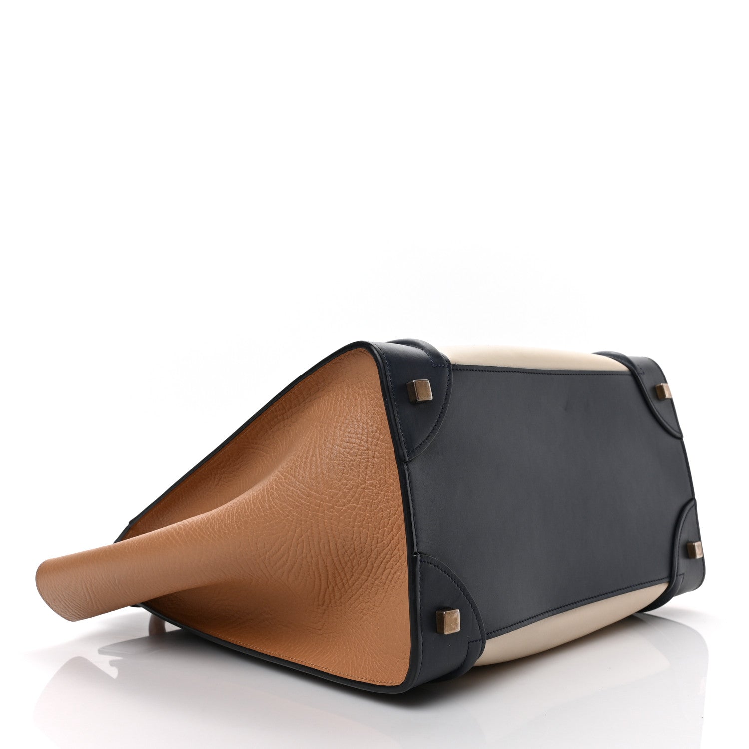 Celine Elephant Calfskin Mini Tri-Color Luggage Brown 4 of 10