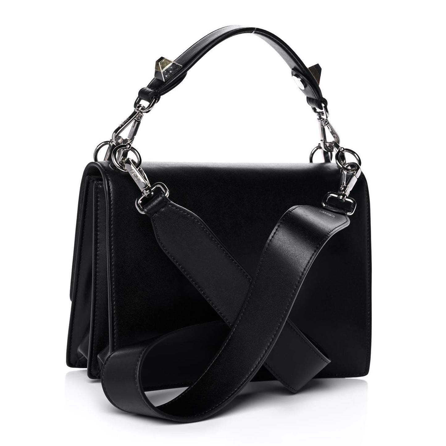 Vitello Liberty Lucido Metal Monster Eyes Studded Kan I Shoulder Bag Black