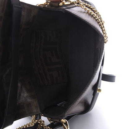 Fendi Glazed Fabric Vitello Century FF 1974 Mini Baguette Cage Mogano Panna Black 5 of 9