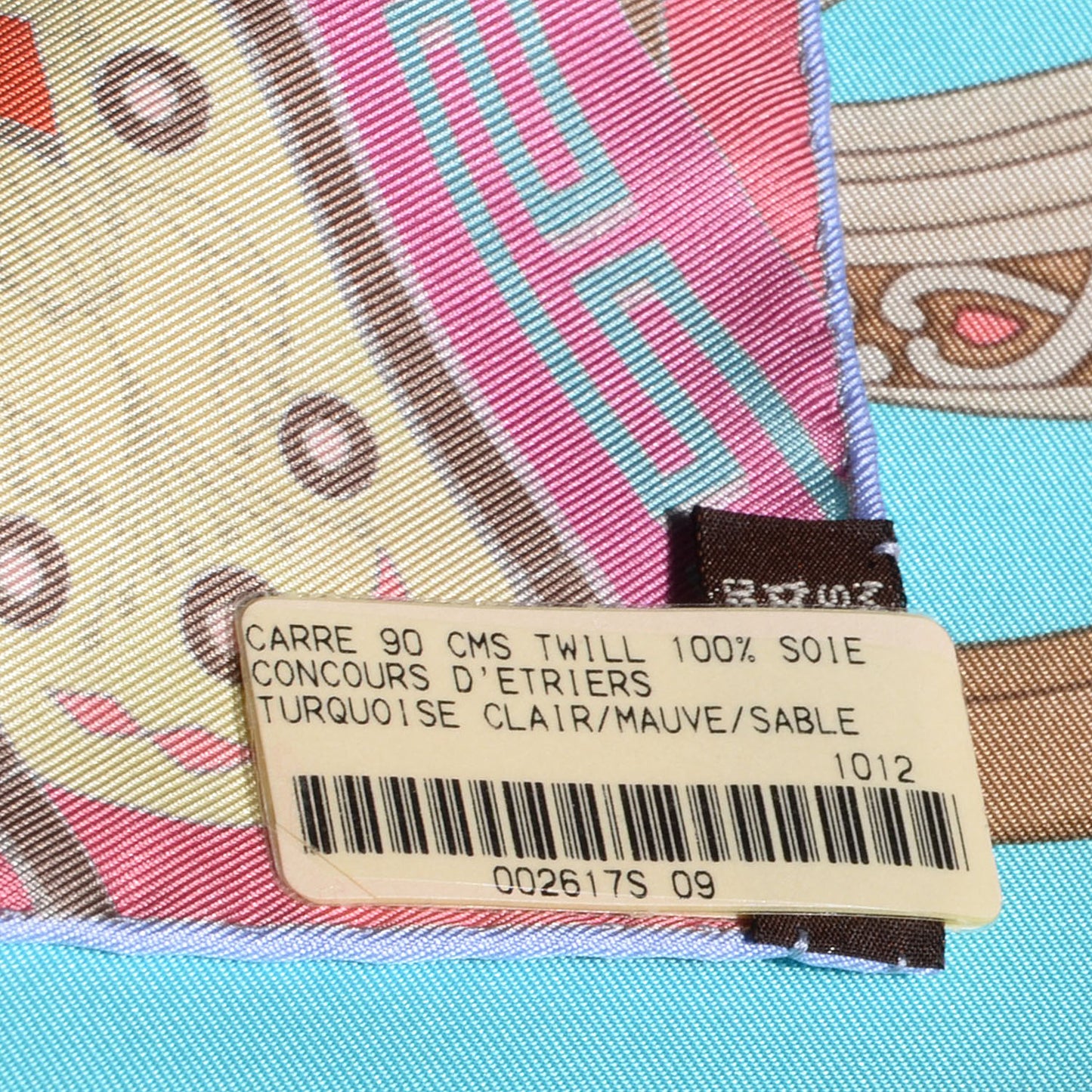 Silk Concours D'Etriers Scarf 90 Turquoise Clair Mauve Sable