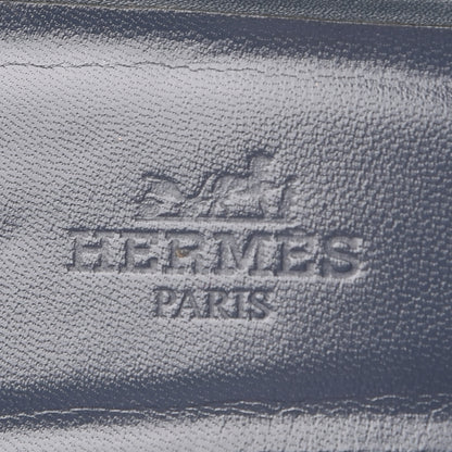 Hermes Box Calfskin Oran Sandals 37 Bleu Ardoise Bordeaux 9 of 12