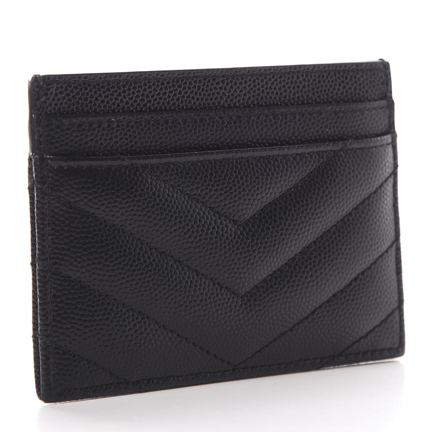 Grain De Poudre Matelasse Chevron Monogram Credit Card Case Black