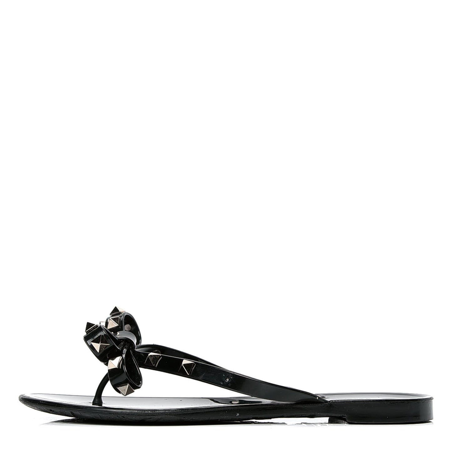 PVC Jelly Rockstud Bow Thong Sandals 37 Black