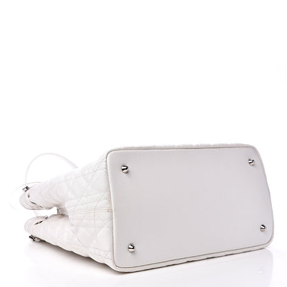 Christian Dior Coated Canvas Cannage Medium Panarea Tote White 3 of 11