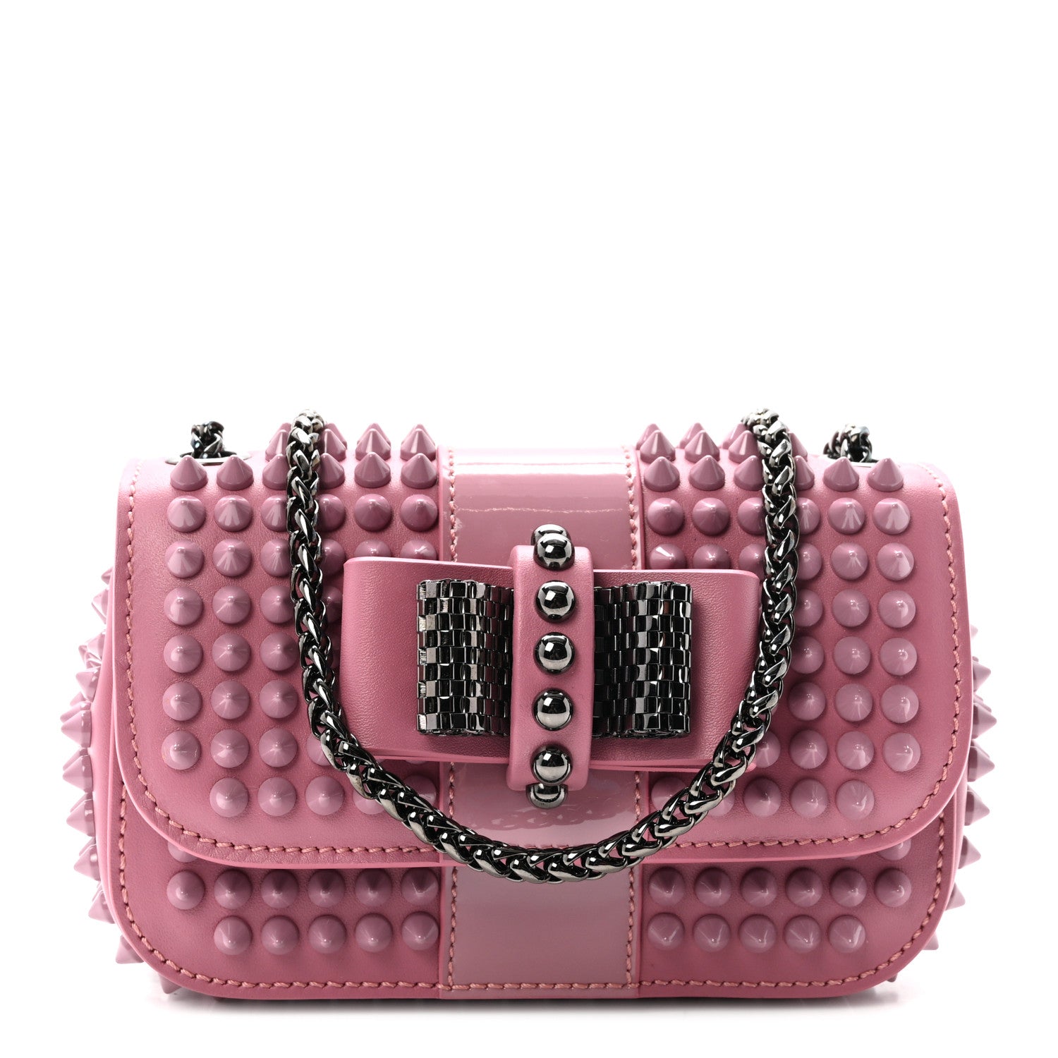 Christian Louboutin Calfskin Patent Spiked Sweety Charity Crossbody Bag Rosette 1 of 9