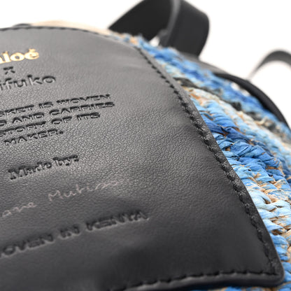 Chloe Paper Calfskin Woven Tie Dye Small Basket Bag Multicolor Blue 11 of 13